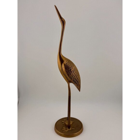 MCM Set Of 2 Heron Crane Egret Mid Century Modern Solid Brass Vintage 1970s - Picture 10 of 12
